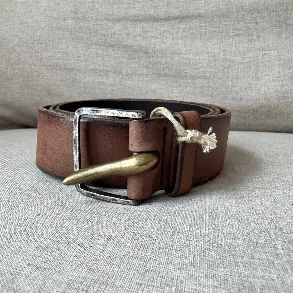 Orciani Handmade Italian Leather Tan Silver Brass Pin Buckle 100 NEW Western